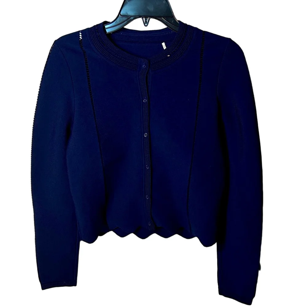 Sandro purple cropped knit cardigan size 3/US 8 - Picture 2 of 9